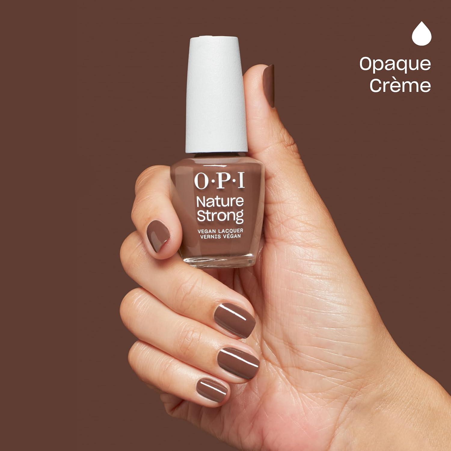 imageOPI Nature Strong Natural Origin 3Step System Botanical Base Coat Top Coat and Various Nail Polish Colors High Shine Color Protection EcoFriendly Plant Based Vegan amp Cruelty FreeMake My Bark on the World Opaque Dark Neutral Brown