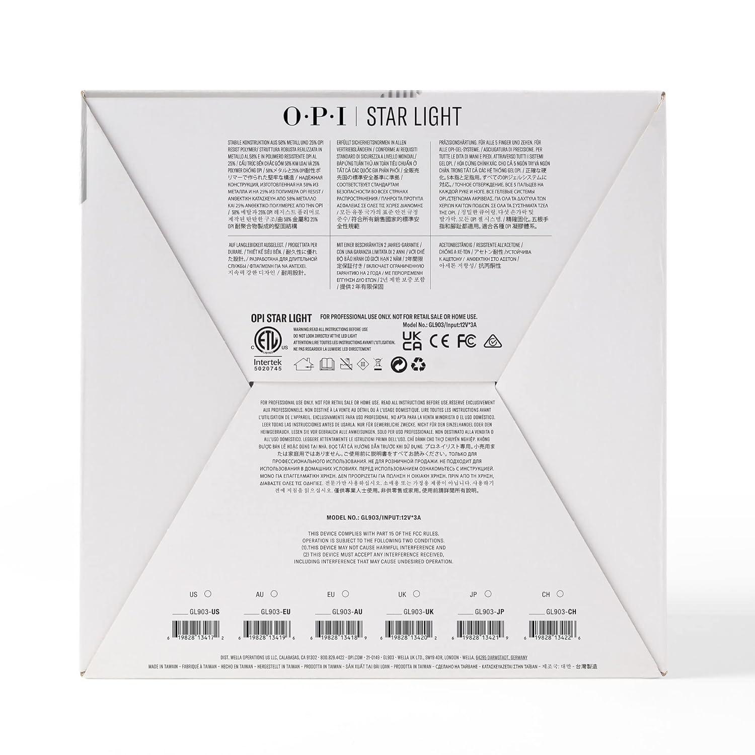 imageOPI Star Light Gel Lamp 30 Premium LED Lamp for Gel Nails Drop Resistant Uniform Curing With Hand Plate amp Adaptor CordGel Lamp with Hand Plate Adaptor