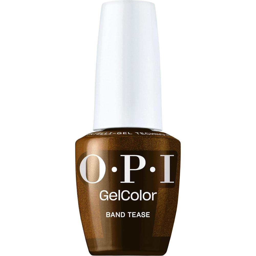 imageOPI GelColor Opaque Crme and Sheer Shades Long Lasting UV Cure Gel Nail Polish with High Shine Vegan amp HEMA Free Whats Your Manitude Fall 2025Band Tease SemiSheer Dark Gold Brown Metallic