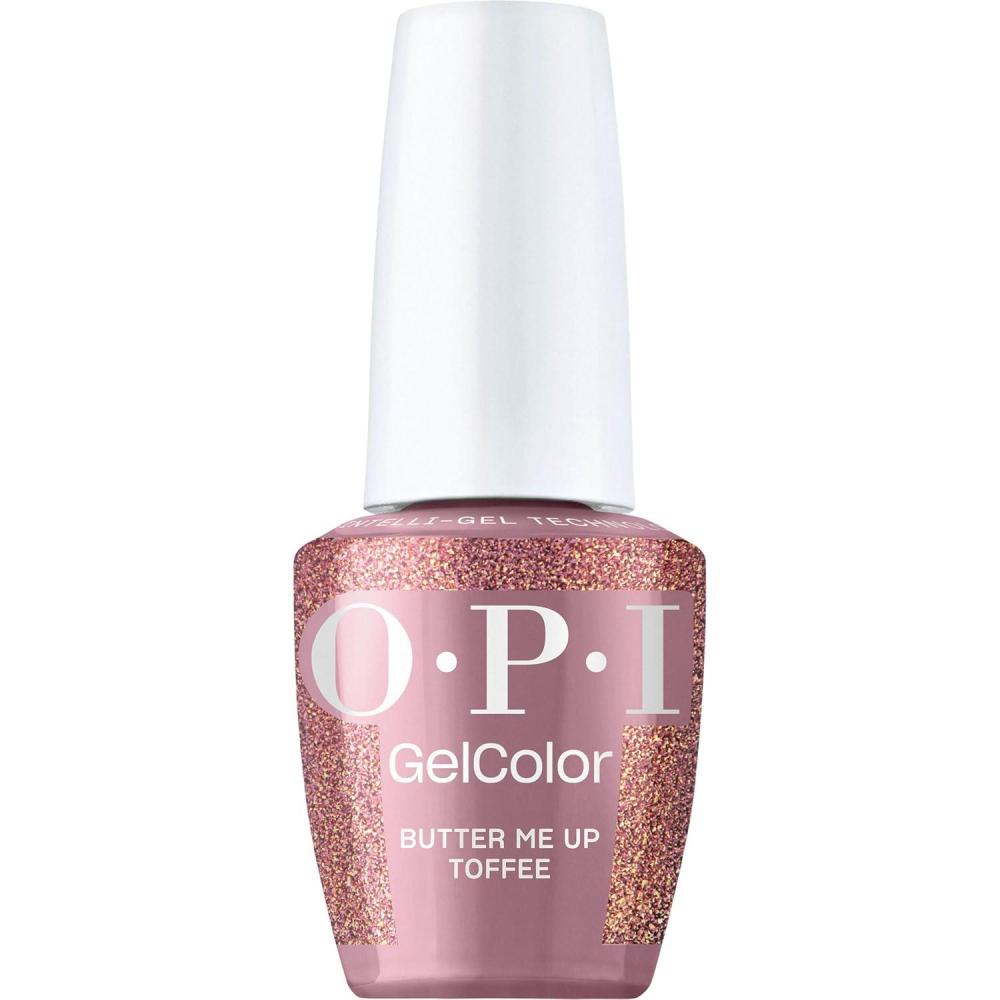 imageOPI GelColor SemiSheer Opaque amp Shimmer Winter Shades Long Lasting UV Cure Gel Nail Polish with High Shine Vegan amp HEMA Free Good Enough to Treat Collection Holiday 2025Butter Me Up Toffee SemiSheer Warm Red Berry Brown with Gold Shimmer