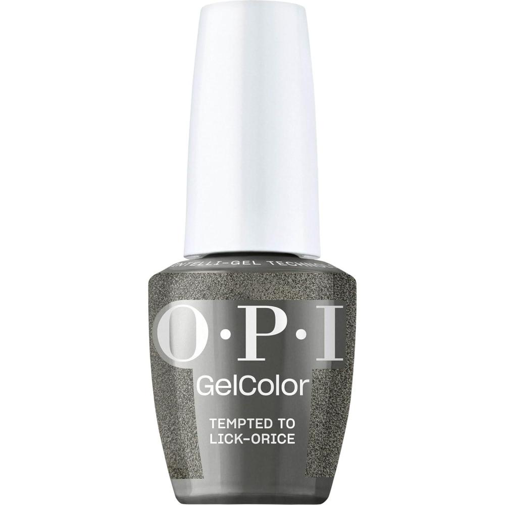 imageOPI GelColor SemiSheer Opaque amp Shimmer Winter Shades Long Lasting UV Cure Gel Nail Polish with High Shine Vegan amp HEMA Free Good Enough to Treat Collection Holiday 2025Tempted to Lickorice Opaque Dark Cool Gray Shimmer