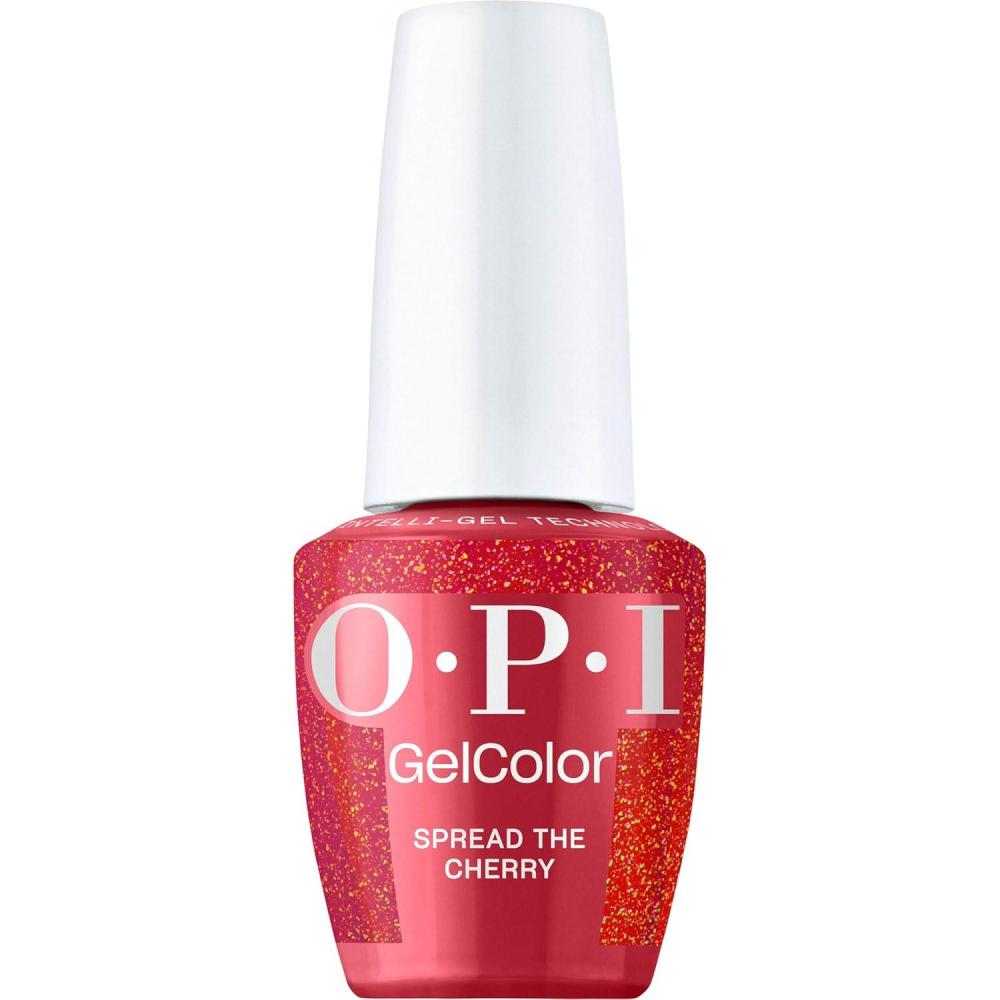 imageOPI GelColor SemiSheer Opaque amp Shimmer Winter Shades Long Lasting UV Cure Gel Nail Polish with High Shine Vegan amp HEMA Free Good Enough to Treat Collection Holiday 2025Spread the Cherry Opaque Bright Cherry Red Shimmer