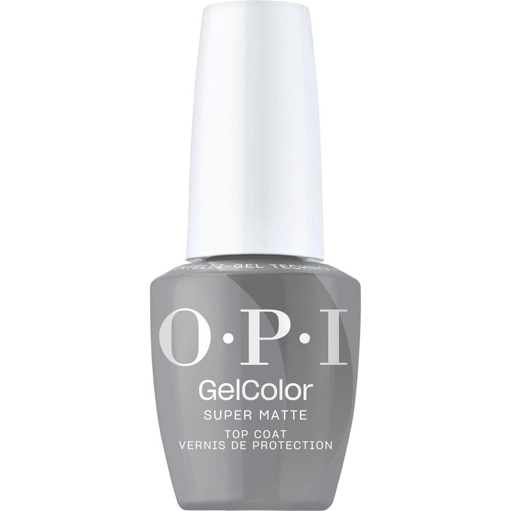 imageOPI GelColor Base amp Top Coats  Strong Adhesion High Shine amp Matte Finish for LED Cure Gel Nail Polish  Protects Color amp Nail Art  Prevents Discoloration or Chipping  Vegan amp HEMA Free  05 Fl OzSuper Matte Top Coat