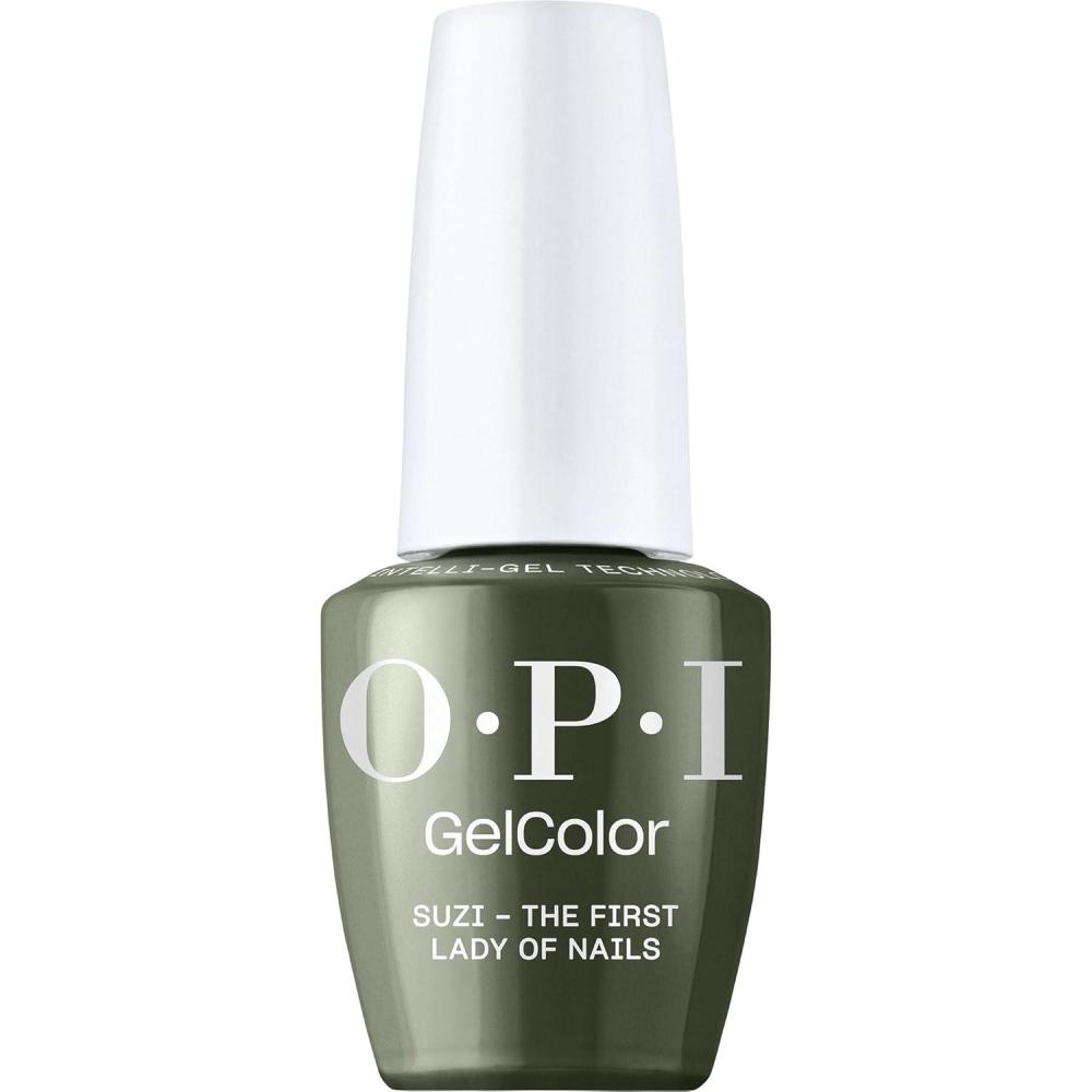 imageOPI GelColor LED Cure Gel Nail Polish  Blue amp Green Shades  SalonQuality Shine LongLasting Wear  Easily Soak Off Removal  Vegan amp HEMA Free  05 Fl OzSuzi  The First Lady of Nails  Opaque Deep Army Green