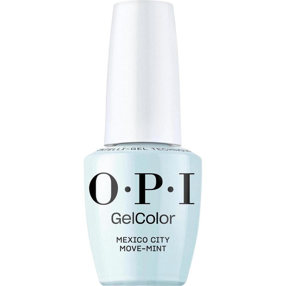 imageOPI GelColor LED Cure Gel Nail Polish Blue amp Green Shades SalonQuality Shine LongLasting Wear Easily Soak Off Removal Vegan amp HEMA Free 05 Fl OzMexico City Movemint Opaque Soft Cool BlueGreen