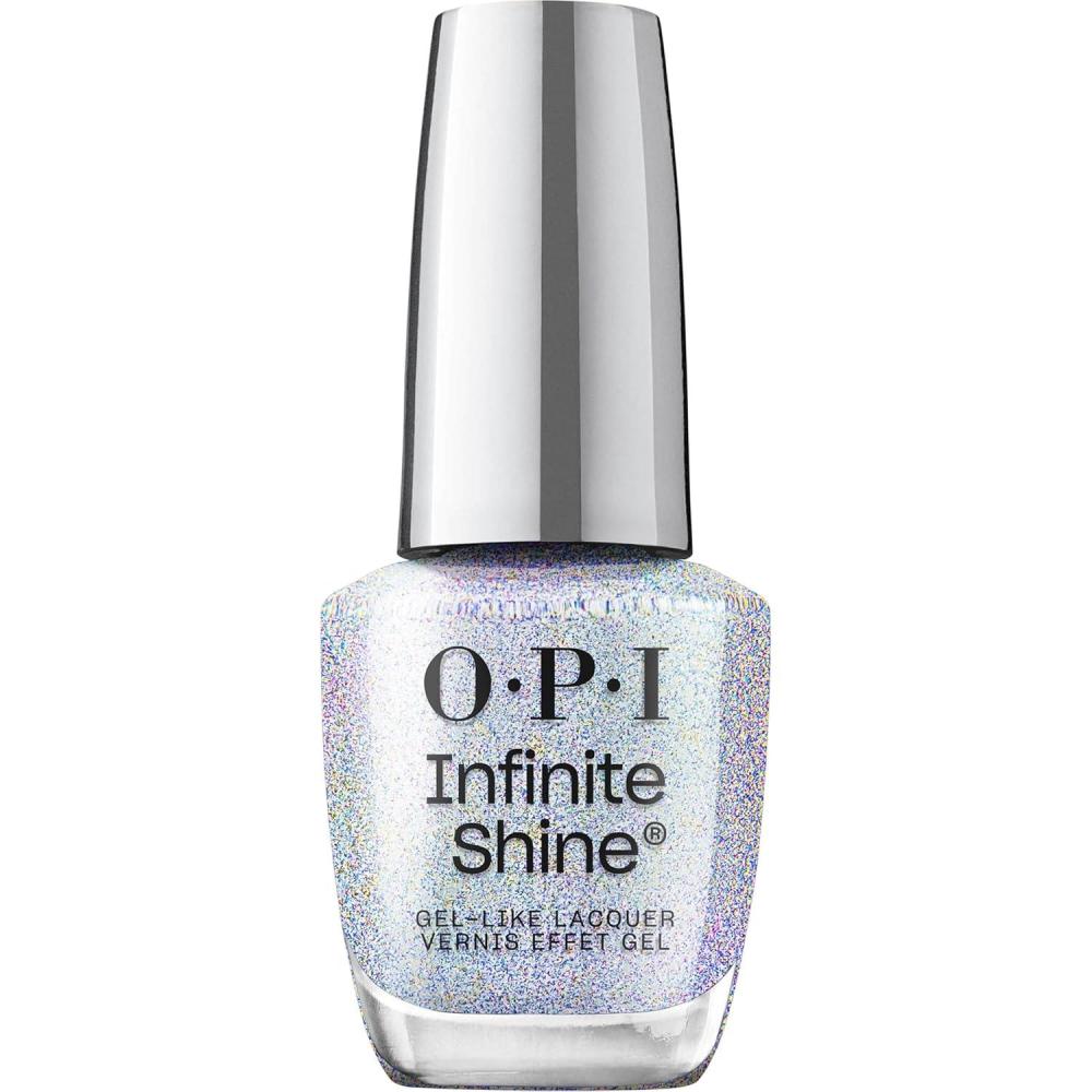 imageOPI Infinite Shine Nail Polish Colors  SemiSheer Sheer Bright Opaque amp Shimmer Winter Shades  Long Lasting Wear  Good Enough to Treat Collection  Holiday 2025Put the Icy in Spicy  Opaque Soft Cool Holographic Icy Blue Shimmer