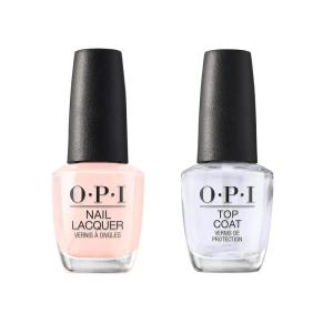 Bundle of OPI Nail Lacquer, Bubble Bath, Nude Nail Polish, 0.5 Fl Oz + OPI Top Coat, Protective High Gloss Shine Nail Polish Top Coat, 0.5 fl oz
