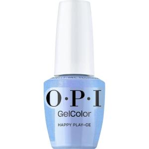 OPI GelColor LED Cure Gel Nail Polish | Blue & Green Shades | Salon-Quality Shine, Long-Lasting Wear | Easily Soak Off Removal | Vegan & HEMA Free | 0.5 Fl Oz(Happy Play-ce | Semi-Sheer Soft Blue Shimmer)