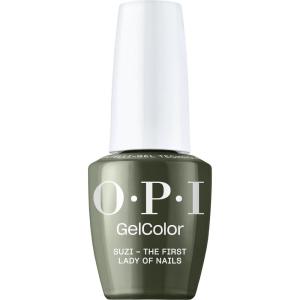 OPI GelColor LED Cure Gel Nail Polish | Blue & Green Shades | Salon-Quality Shine, Long-Lasting Wear | Easily Soak Off Removal | Vegan & HEMA Free | 0.5 Fl Oz(Suzi – The First Lady of Nails | Opaque Deep Army Green)