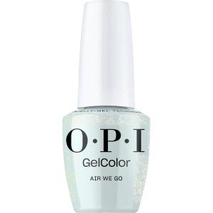 OPI GelColor LED Cure Gel Nail Polish | Blue & Green Shades | Salon-Quality Shine, Long-Lasting Wear | Easily Soak Off Removal | Vegan & HEMA Free | 0.5 Fl Oz(Air We Go | Semi-Sheer Sky Blue with Gold Shimmer)