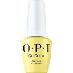 OPI GelColor LED Cure Gel Nail Polish | Yellow & Orange Shades | Salon-Quality Shine, Long-Lasting Wear | Easily Soak Off Removal | Vegan & HEMA Free | 0.5 Fl Oz(Stay Out All Bright | Opaque Bright Vivid Yellow)
