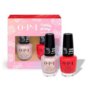 OPI Nail Lacquer Nail Polish | Opaque Crème Metallic Shimmer Chip Resistant Nail Polish | Hello Kitty Limited Edition Collection(2PC Duo-Pack)