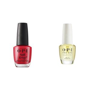 OPI Nail Envy, Nail Strengthening Treatment, Stronger Nails in 1 Week, Vegan Formula, Big Apple Red and OPI ProSpa Nail and Cuticle Oil, 0.5 fl oz