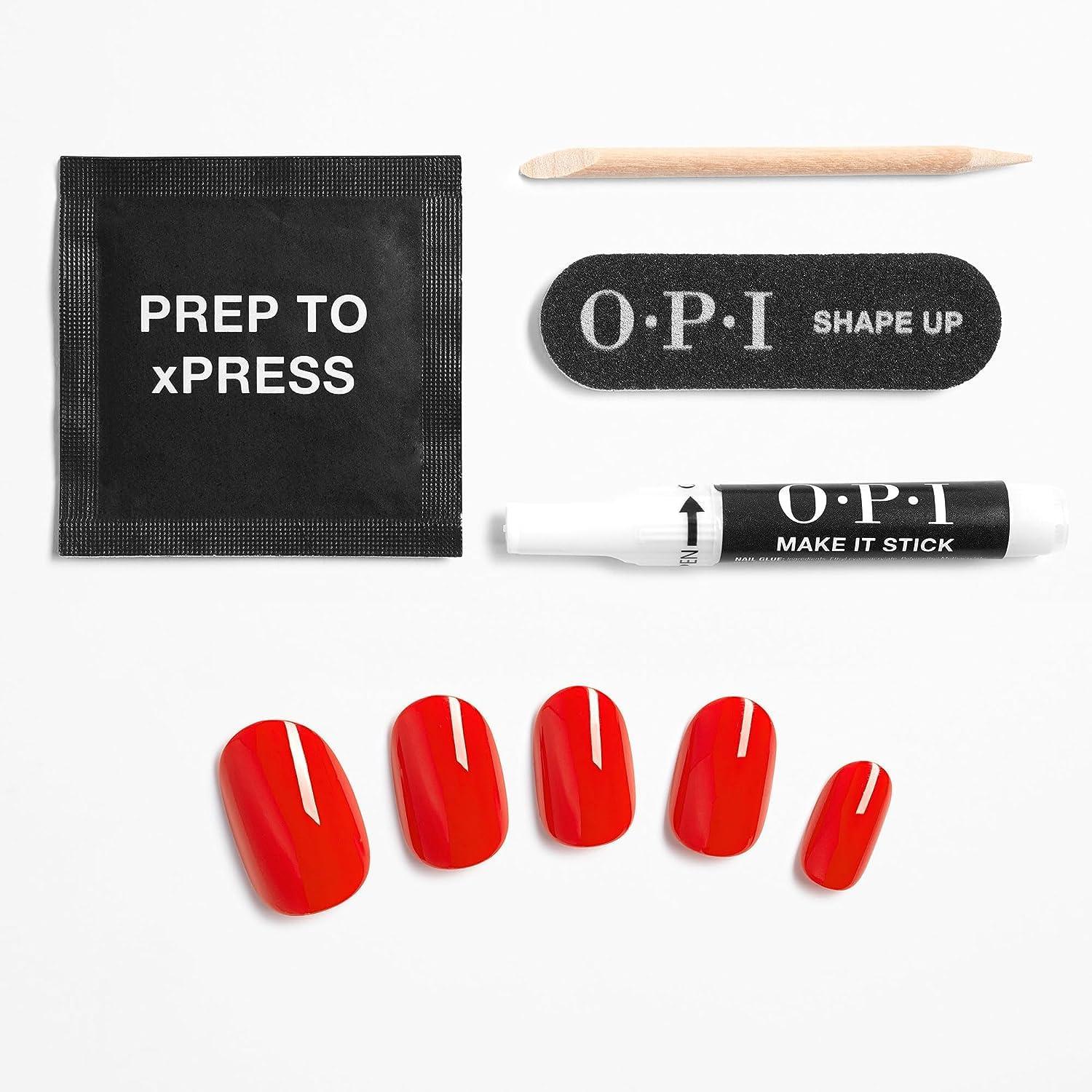 imageBundle of OPI xPressOn Press On NailsWith Nail Glue Short Red Nails Cajun Shrimp OPI Repair Mode Bond Building Nail Serum Clear 03 fl oz