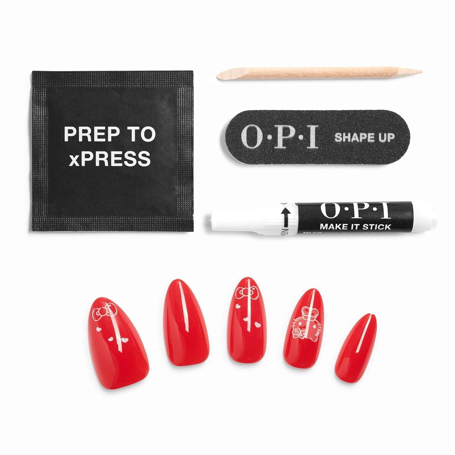 imageOPI xPRESSON Press on Nails Long Almond Shape Nail Art 30 Count With Glue Instant GelLike Salon Manicure Hello Kitty Limited Edition CollectionBowtiful