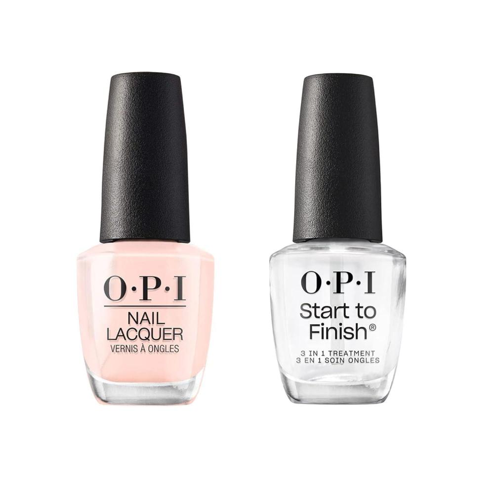 imageBundle of OPI Nail Lacquer Bubble Bath Nude Nail Polish 05 Fl Oz  OPI Start to Finish 3in1 Treatment Base Coat Top Coat Nail Strengthener Clear 05 fl oz