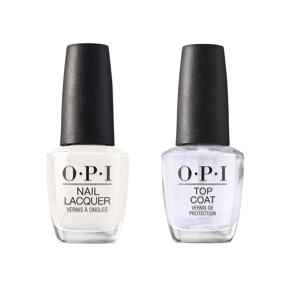 imageBundle of OPI Nail Lacquer Funny Bunny White Nail Polish 05 fl oz  OPI Top Coat Protective High Gloss Shine Nail Polish Top Coat 05 fl oz