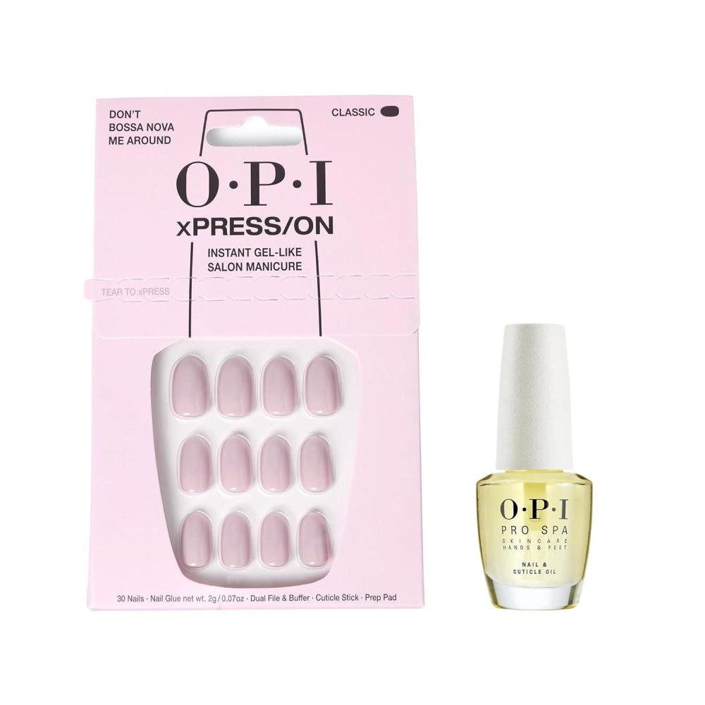 imageBundle of OPI xPressOn Press On Nails With Nail Glue Short Neutral Nails Dont Bossa Nova Me Around OPI ProSpa Nail and Cuticle Oil 05 fl oz