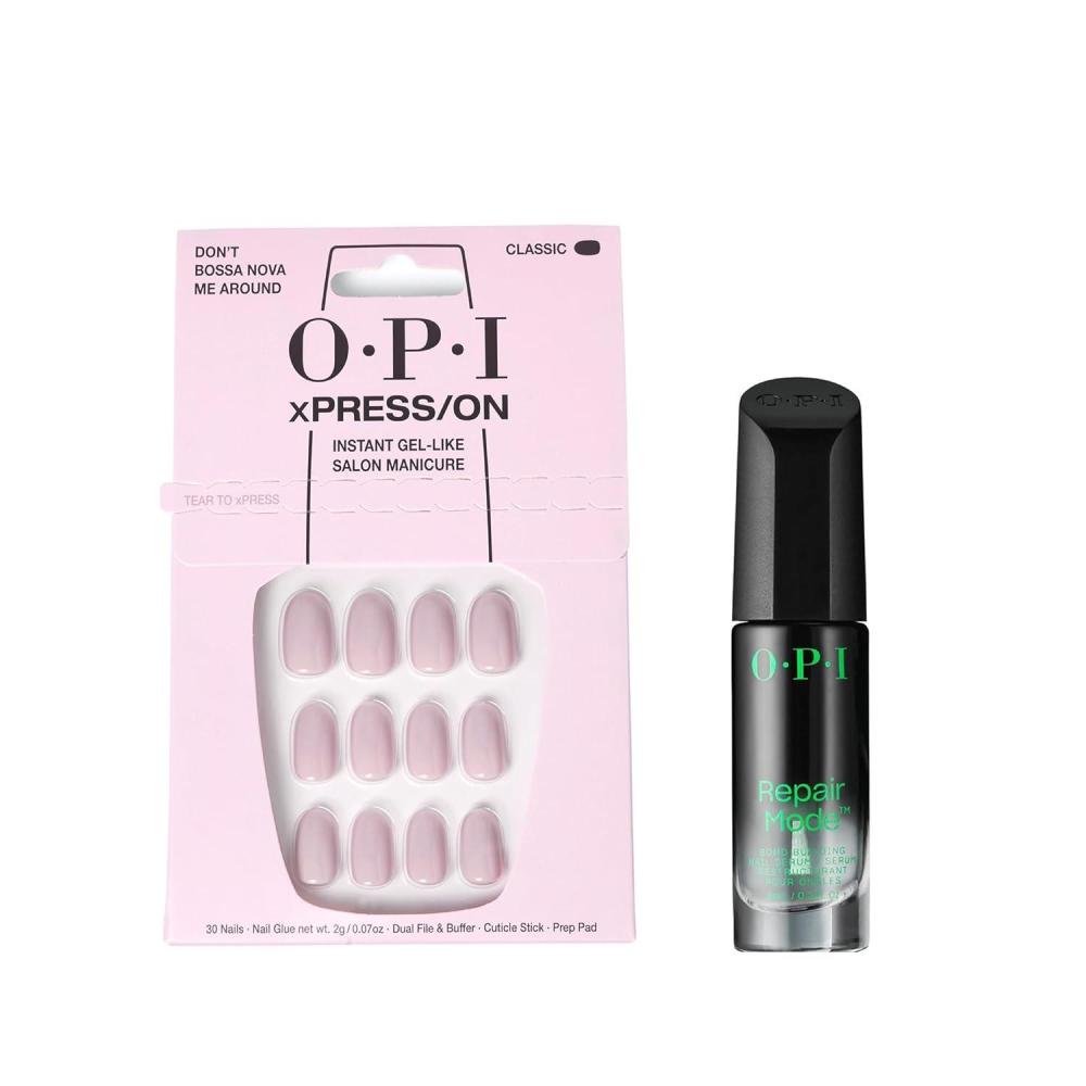 imageBundle of OPI xPressOn Press On Nails With Nail Glue Short Neutral Nails Dont Bossa Nova Me Around OPI Repair Mode Bond Building Nail Serum Clear 03 fl oz