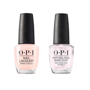Bundle of OPI Nail Lacquer, Bubble Bath, Nude Nail Polish, 0.5 Fl Oz + OPI Natural Nail Base Coat, Nail Polish Base Coat, 0.5 fl oz