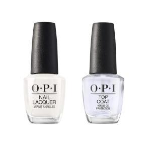 Bundle of OPI Nail Lacquer, Funny Bunny, White Nail Polish, 0.5 fl oz + OPI Top Coat, Protective High Gloss Shine Nail Polish Top Coat, 0.5 fl oz