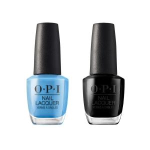 Bundle of OPI Nail Lacquer, No Room for the Blues + OPI Nail Lacquer, Black Onyx, Carolina, 0.5 fl oz