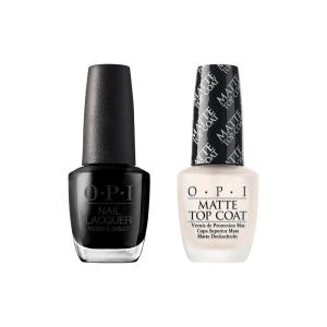 OPI Nail Lacquer, Black Onyx & Matte Top Coat Bundle