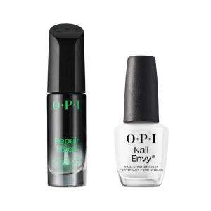 OPI Repair Mode Bond Building Nail Serum, Patented Ulti-Plex Technology ™, Keratin Protein, Clear, 0.3 fl oz + OPI Nail Envy, Nail Strengthening Treatment, Alpine Snow, 0.5 fl oz, Vegan Formula