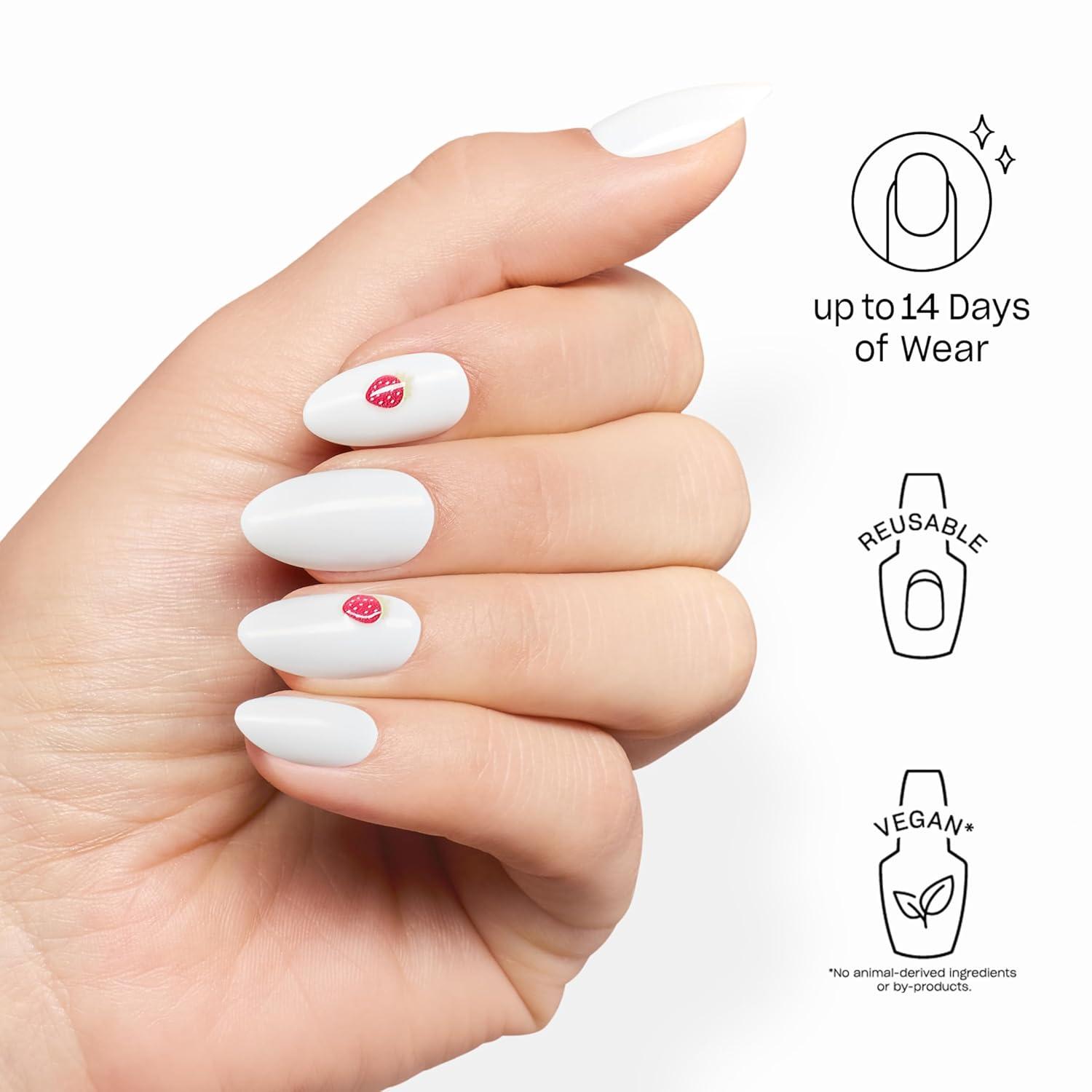 imageOPI On Point Funny Strawbunny Short Almond SemiSheer Soft White Nail Art Press On Nails 30 Count with Glue Long Lasting Reusable Nondamaging Spring 2026