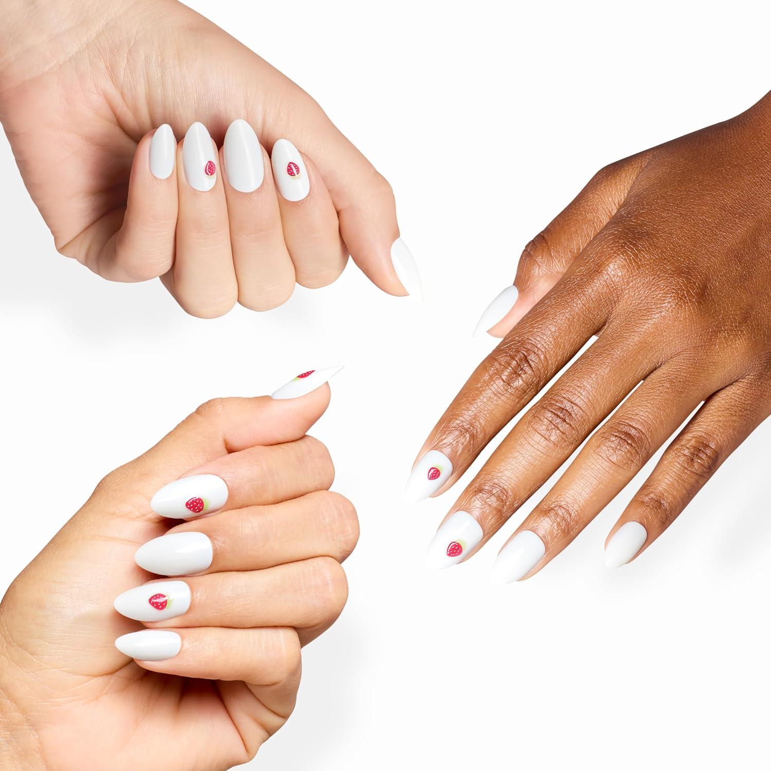 imageOPI On Point Funny Strawbunny Short Almond SemiSheer Soft White Nail Art Press On Nails 30 Count with Glue Long Lasting Reusable Nondamaging Spring 2026