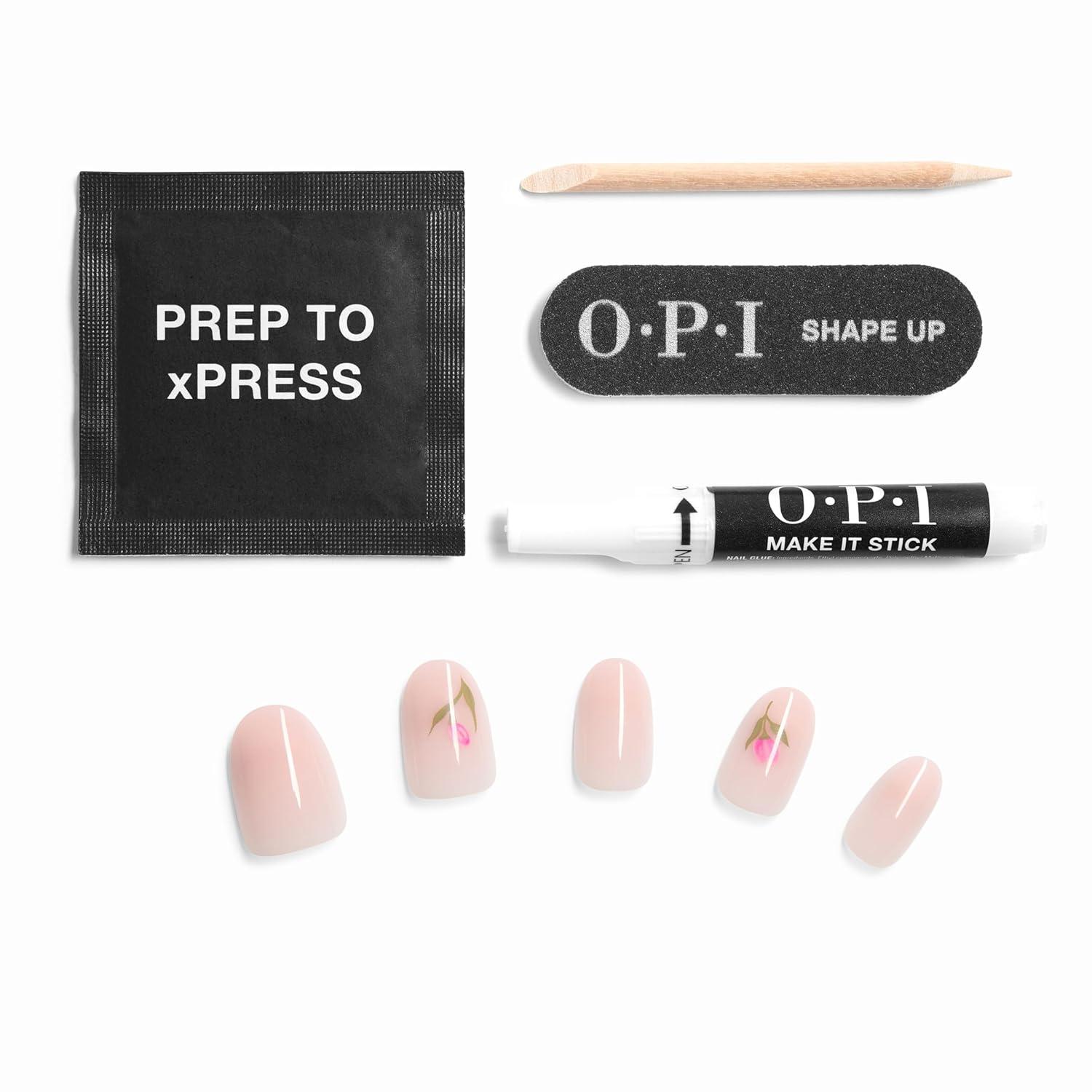 imageOPI On Point Give Em Tulip Short Round Opaque Neutral Floral Nail Art Press On Nails 30 Count with Glue Long Lasting Reusable Nondamaging Spring 2026
