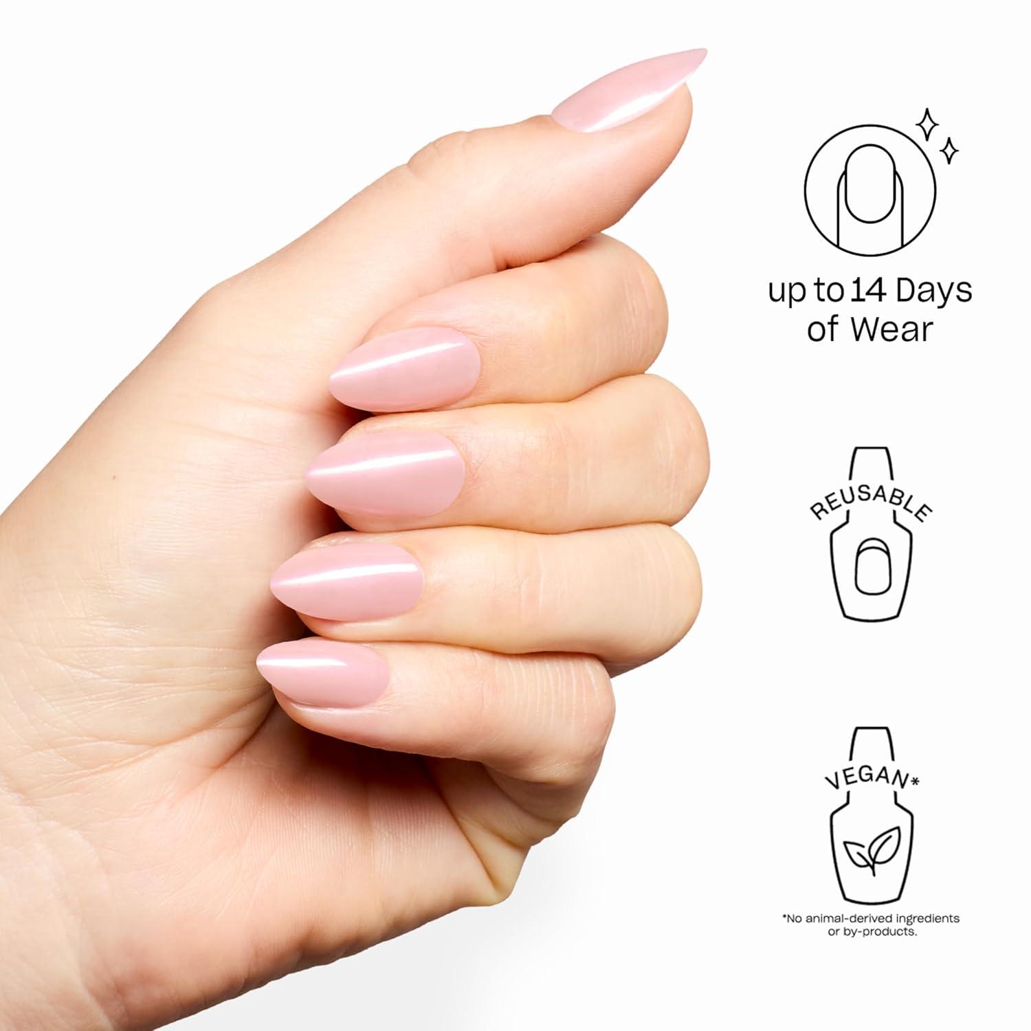 imageOPI On Point Holo Your Dreams Short Almond Opaque Neutral Holographic Press On Nails 30 Count with Glue Long Lasting Reusable Nondamaging Spring 2026