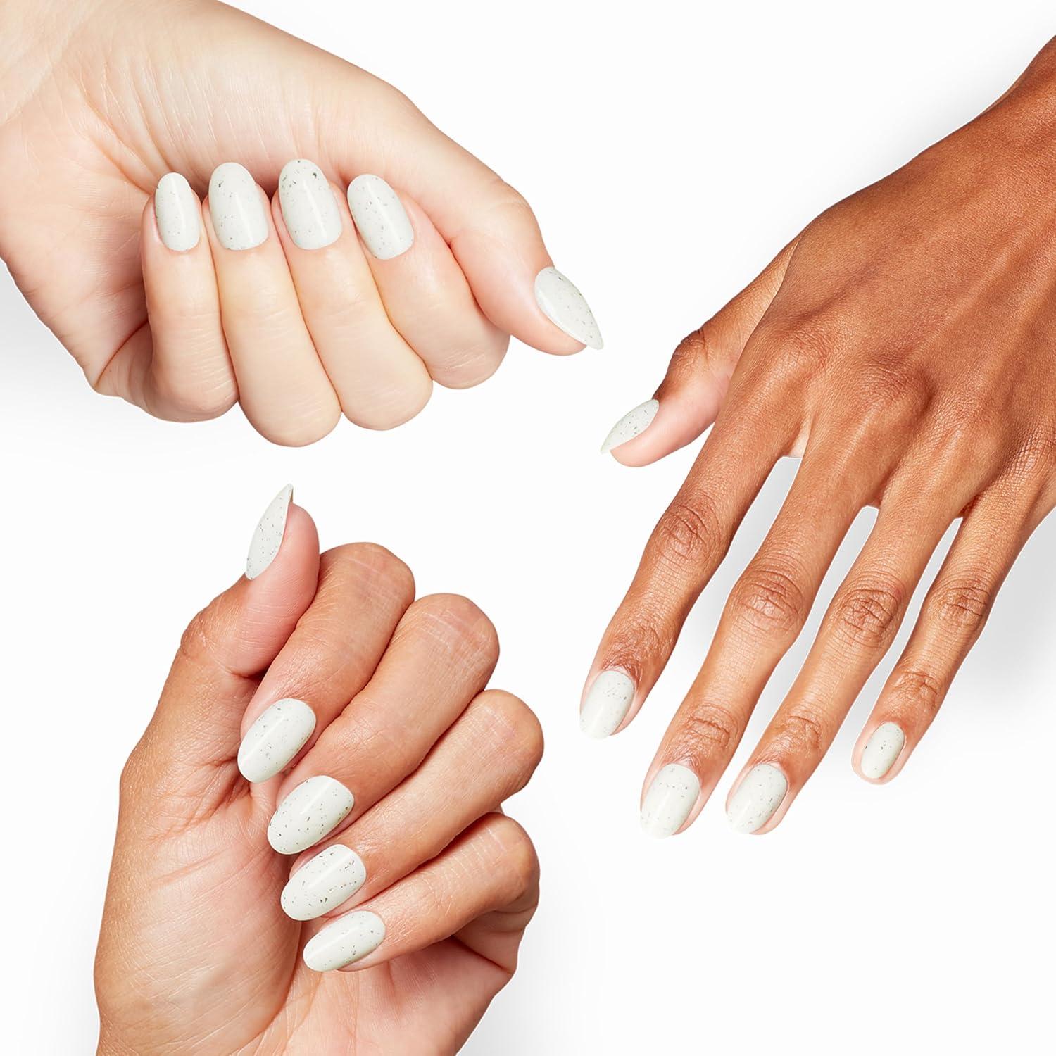 imageOPI Sticking Point Confetti Cutie Suzi Short Round SemiSheer Soft White Shimmer Instant No Glue Press On Nails 30 Count with Adhesive Tabs DamageFree Wear Spring 2026