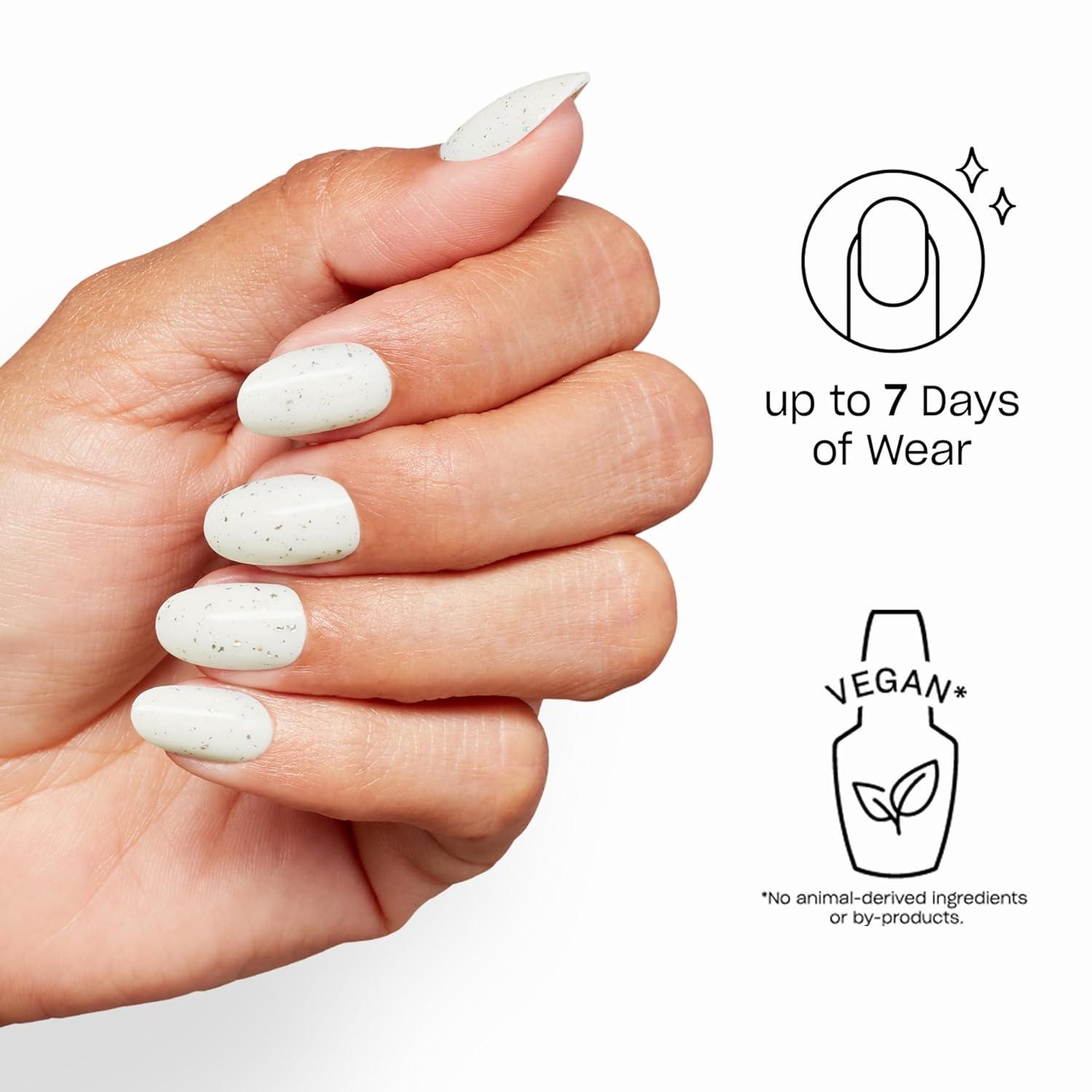 imageOPI Sticking Point Confetti Cutie Suzi Short Round SemiSheer Soft White Shimmer Instant No Glue Press On Nails 30 Count with Adhesive Tabs DamageFree Wear Spring 2026