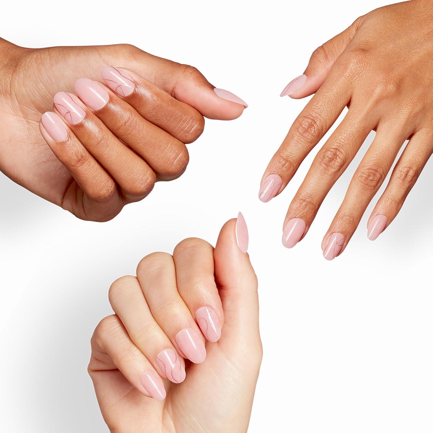 imageOPI Sticking Point OPIm Just a Whirl Short Round SemiSheer Warm Pink with Gold Glitter Swirls Nail Art Instant No Glue Press On Nails 30 Count with Adhesive Tabs DamageFree Wear Spring 2026