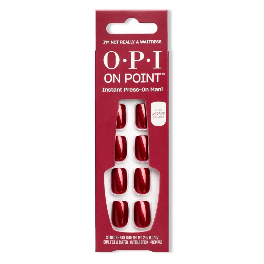 imageOPI On Point Holiday 2025 Shades Short Squoval amp Round Classic Accent Nail Art Press On Nails 30 Count with Glue Long Lasting Reusable Nondamaging Amazon ExclusiveIm Not Really a Waitress Short Squoval Bright Red Shimmer