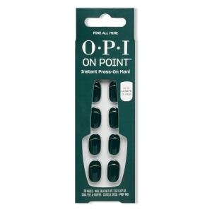 OPI On Point Holiday 2025 Shades | Short Squoval & Round Classic Accent Nail Art Press On Nails | 30 Count with Glue | Long Lasting, Reusable, Non-damaging | Amazon Exclusive(Pine All Mine | Short Round Dark Green & Gold Accent)