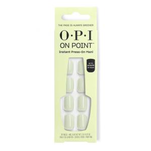 OPI On Point The Pass is Always Greener | Short Squoval Opaque Bright Green Press On Nails | 30 Count with Glue | Long Lasting, Reusable, Non-damaging | Spring 2026 Shades