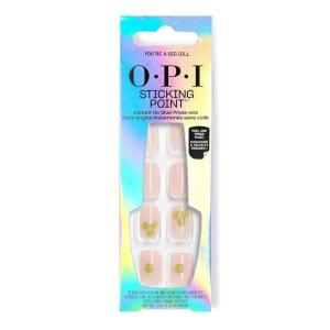OPI Sticking Point You’re a Big Dill | Short Squoval Opaque Warm Beige with Nail Art Instant No Glue Press On Nails | 30 Count with Adhesive Tabs | Damage-Free Wear | Spring 2026