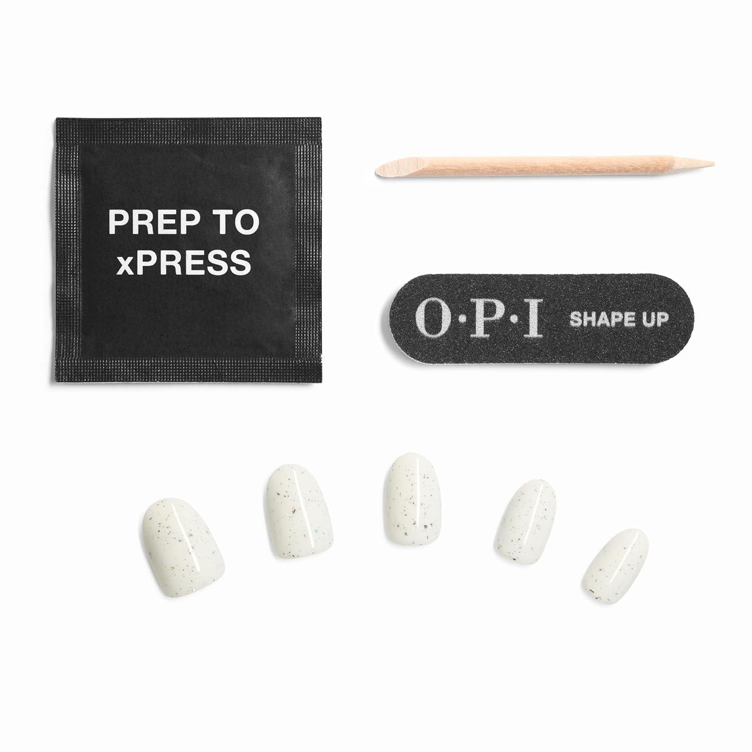 imageOPI Sticking Point Instant No Glue Press On Nails 30 Count with Adhesive Tabs Short Round Almond and Squoval DamageFree Wear Spring 2026Confetti Cutie Suzi SemiSheer Soft White Shimmer