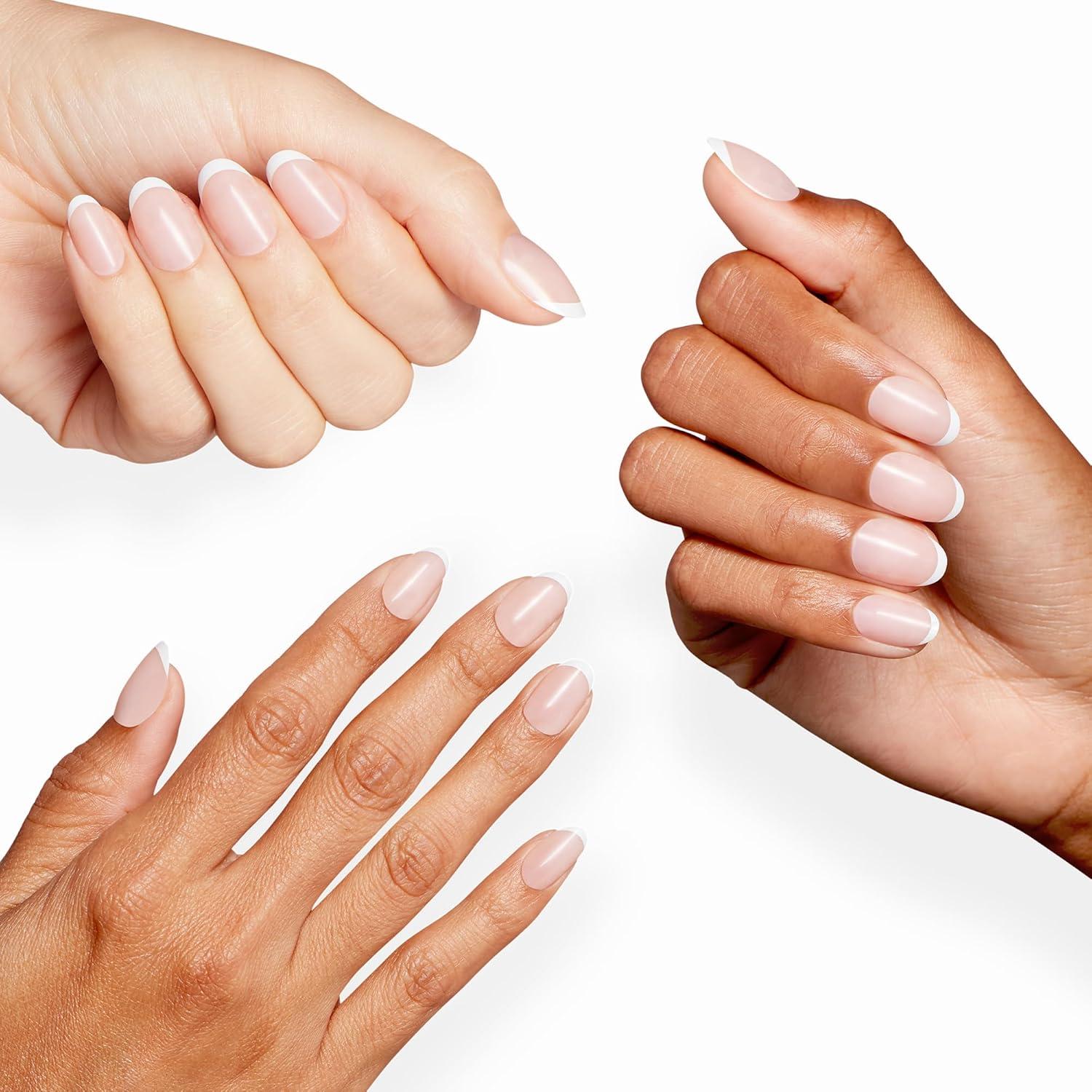 imageOPI Sticking Point Instant No Glue Press On Nails 30 Count with Adhesive Tabs Short Round Almond and Squoval DamageFree Wear Spring 2026Merci on Me Opaque Neutral Pink French Tip